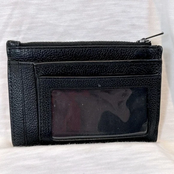 Coach Black Leather Zip Card Case Wallet - Picture 1 of 12